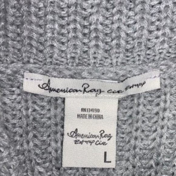 American Rag Gray Off The Shoulder Bell Sleeve Sweater Women's Size L - Picture 4 of 8